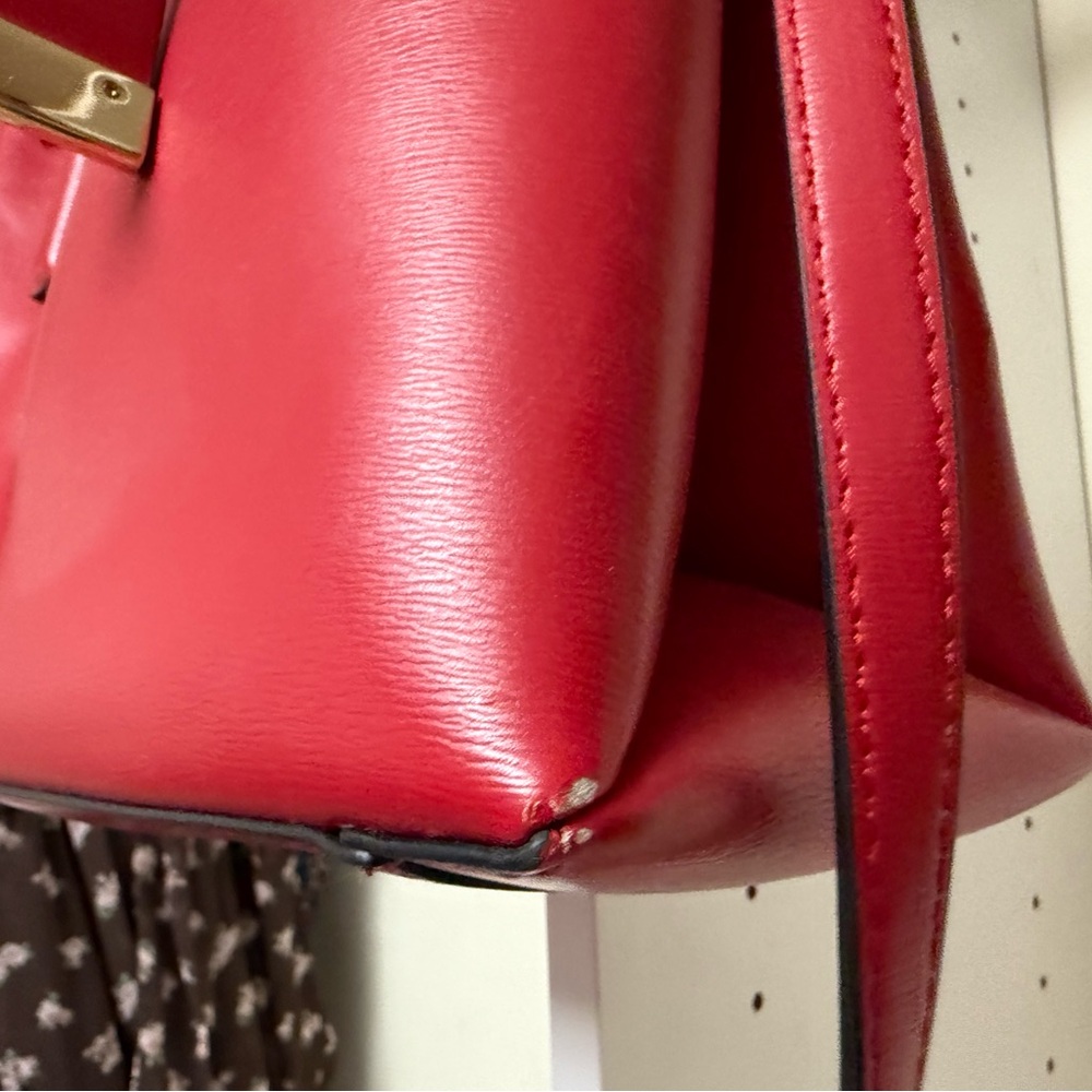 ALDO Red Leather Handbag with Gold Accents - Picture 5 of 5